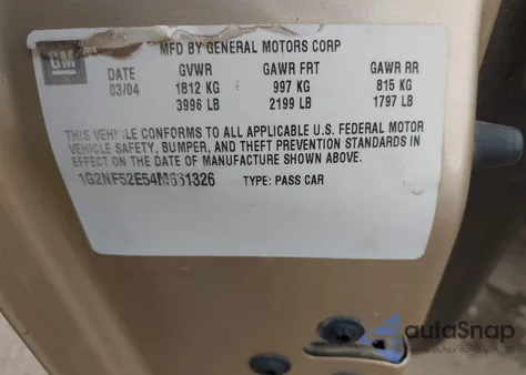 2004 Pontiac Grand Am Se1 from USA, damaged, VIN 1G2NF52E54M661326